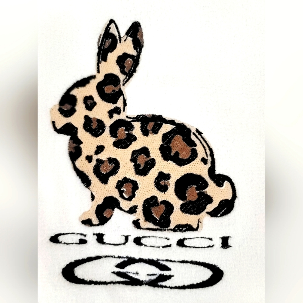Leopard Gucci Rabbit 🐇 Embroidered Hand Towel Set